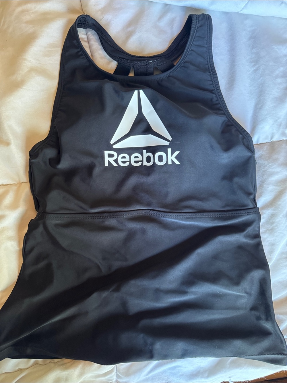 Reebok Black Logo Racerback Bathing suit top